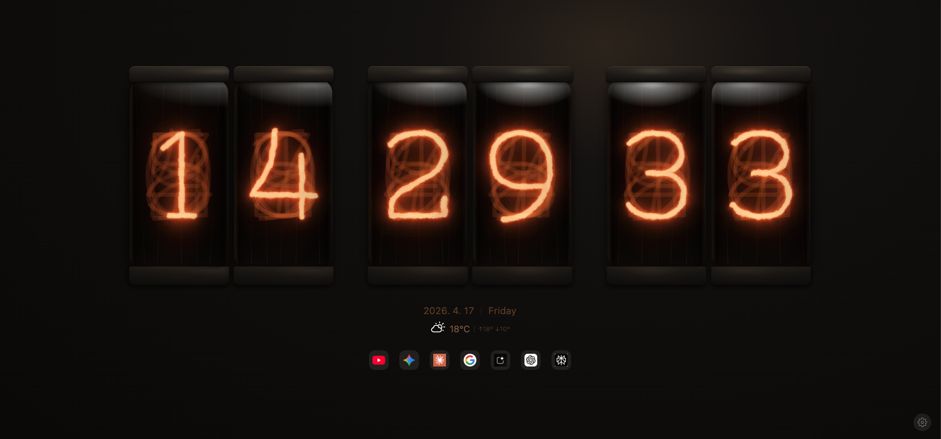 Nixie tube clock theme